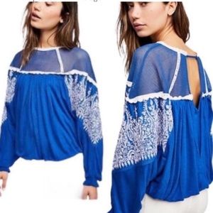 Free people Carly embroidered top M NWOT